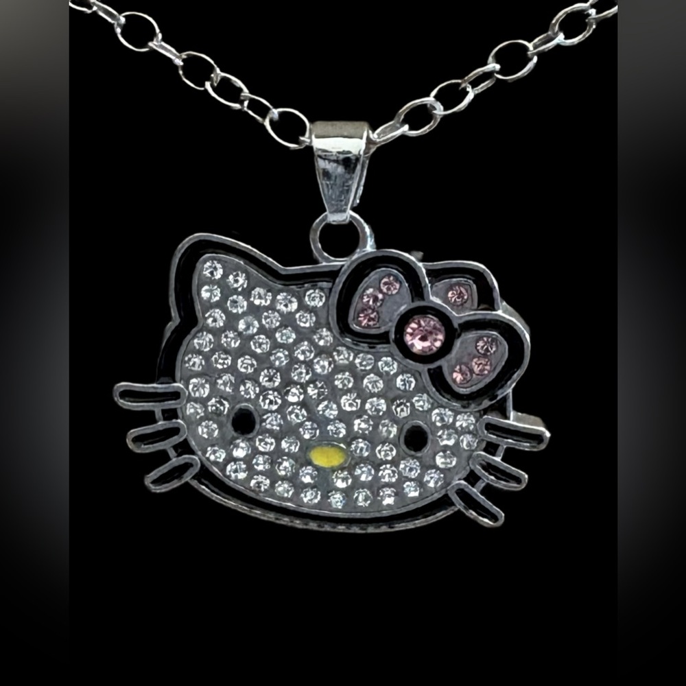 Hello Kitty Silver Rhinestone Pendant Necklace